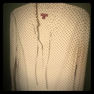 Long sleeve Cream with Black Polka Dot Blouse